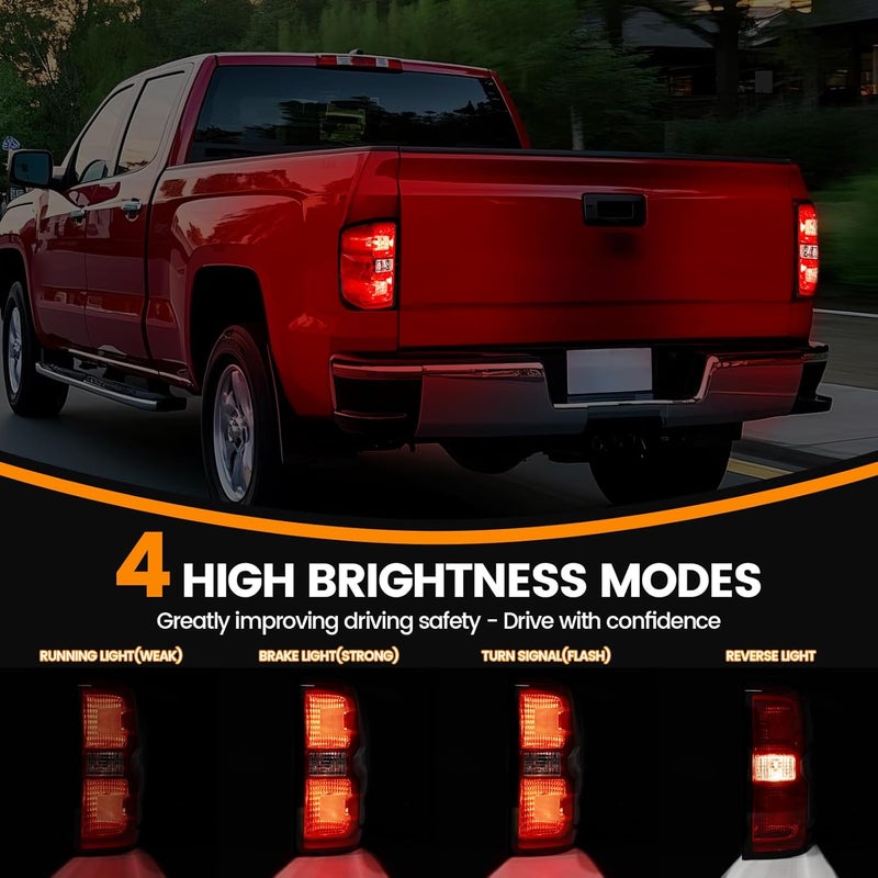 BeamTrack Tail Lights Assembly Compatible with 2014-2019 Chevy Silverado 1500 2500HD 3500HD Rear Brake Taillight Left & Right Side with Bulbs and Harness, Replace GM2801261 23141275 GM2800261 23431875 - Image 4
